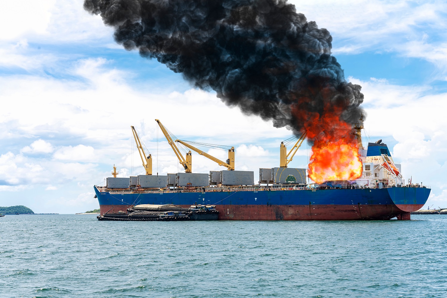 Ship on fire