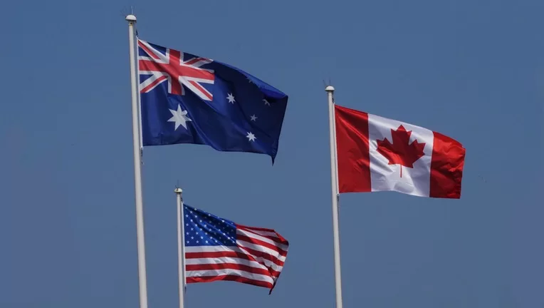 Auustralia, USA and Canada flags